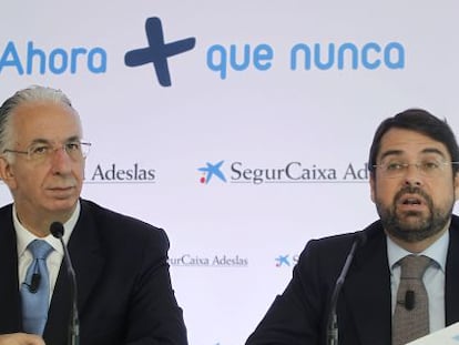 Javier Mira presidente ejecutivo y javier Murillo, director general de SegurCaixa Adeslas en febrero.