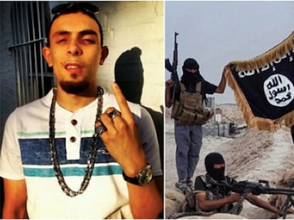 A la izquierda, Abdel Bary. A la derecha, una fotografía del grupo del ISIS al que pertenecía.