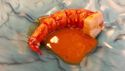 Carabinero, receta de Joao Rodrigues, chef titular del restaurante Feitoria.