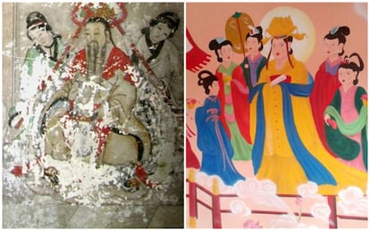 <strong>¿Qué era?</strong> Un fresco del templo de Yunjie, perteneciente a la Dinastía Qing, en Liaoning (China). <strong>¿Por qué le han hecho eso?</strong> Podría tratarse de una nueva película de Disney ambientada en Asia, pero solo es una chapuza de bajo presupuesto ejecutada en China a finales de 2013. “El abad del templo y los responsables de la oficina turística llevaron a cabo la restauración sin pedir permiso al departamento provincial de protección cultural”, explicaba el vicesecretario general del gobierno de Chaoyang, Li Haifeng, al periódico 'Global Times'. La obra de restauración estaba valorada en 500.000 euros, aproximadamente, y como no disponían de tanto dinero, el abad del Templo recaudó fondos para una reformilla más barata. Algo que le costó su puesto y el del jefe del departamento cultural del municipio.