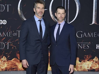 David Benioff y D.B. Weiss, en el estreno de la última temporada de 'Juego de tronos'.