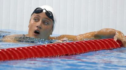 Mireia Belmonte, tras finalizar la prueba de 400 estilos.