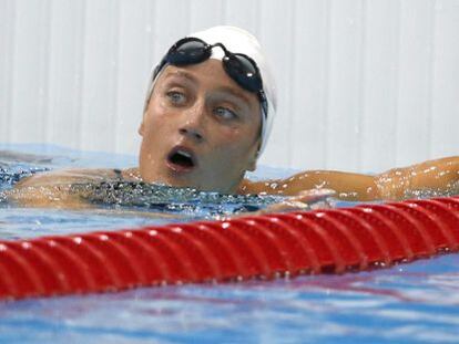 Mireia Belmonte, tras finalizar la prueba de 400 estilos.