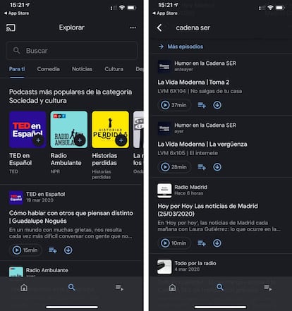 Google Podcasts para iOS.