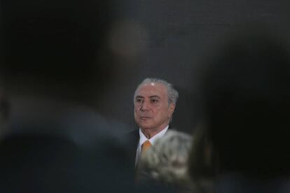 Michel Temer,en un homenaje a las víctimas del Chapecoense.