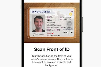 Ejemplo de carné de conducir digitalizado en un iPhone.