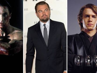 De izquierda a derecha: Christian Bale, en 'American Psycho'; Leonardo DiCaprio; y Hayden Christensen, en 'Star Wars: Episodio II - El ataque de los clones'. 