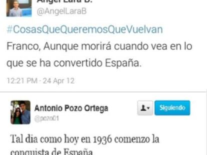 Los tweets de los dos militantes de Nuevas Generaciones.