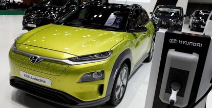 Hyundai Kona Electric, en el salón del motor de Bangkok (Tailandia), en julio de 2020.