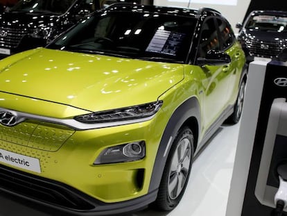 Hyundai Kona Electric, en el salón del motor de Bangkok (Tailandia), en julio de 2020.