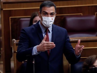 Spanish PM Pedro Sánchez addresses Congress during question time on Wednesday.