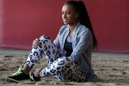 Ana Peleteiro, antes del entrenamiento, en el CAR de Madrid