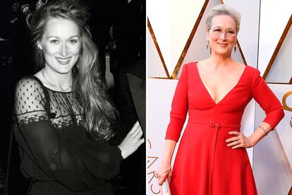 Otra por la que parece que no pasan los años: Meryl Streep en los Oscar de 1979 y de 2018.