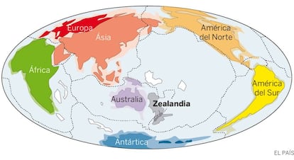 Zealandia, nome em inglês com o que se deu a conhecer o continente achado baixo Nova Zelândia (Zelandia, em espanhol).