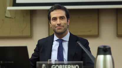 El Ministro de Economía, Comercio y Empresa, Carlos Cuerpo, en una reciente comparecencia en el Congreso.