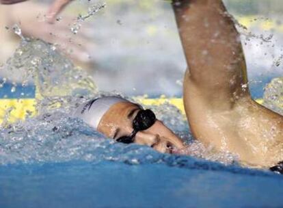 Erika Villaecija, durante la carrera de ayer.