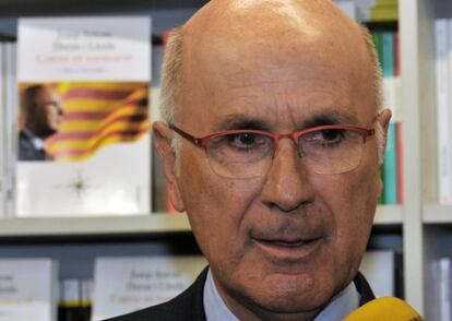 El presidente del grupo CiU en el Congreso, Josep Antoni Duran Lleida, hoy durante la presentación de un libro en Girona