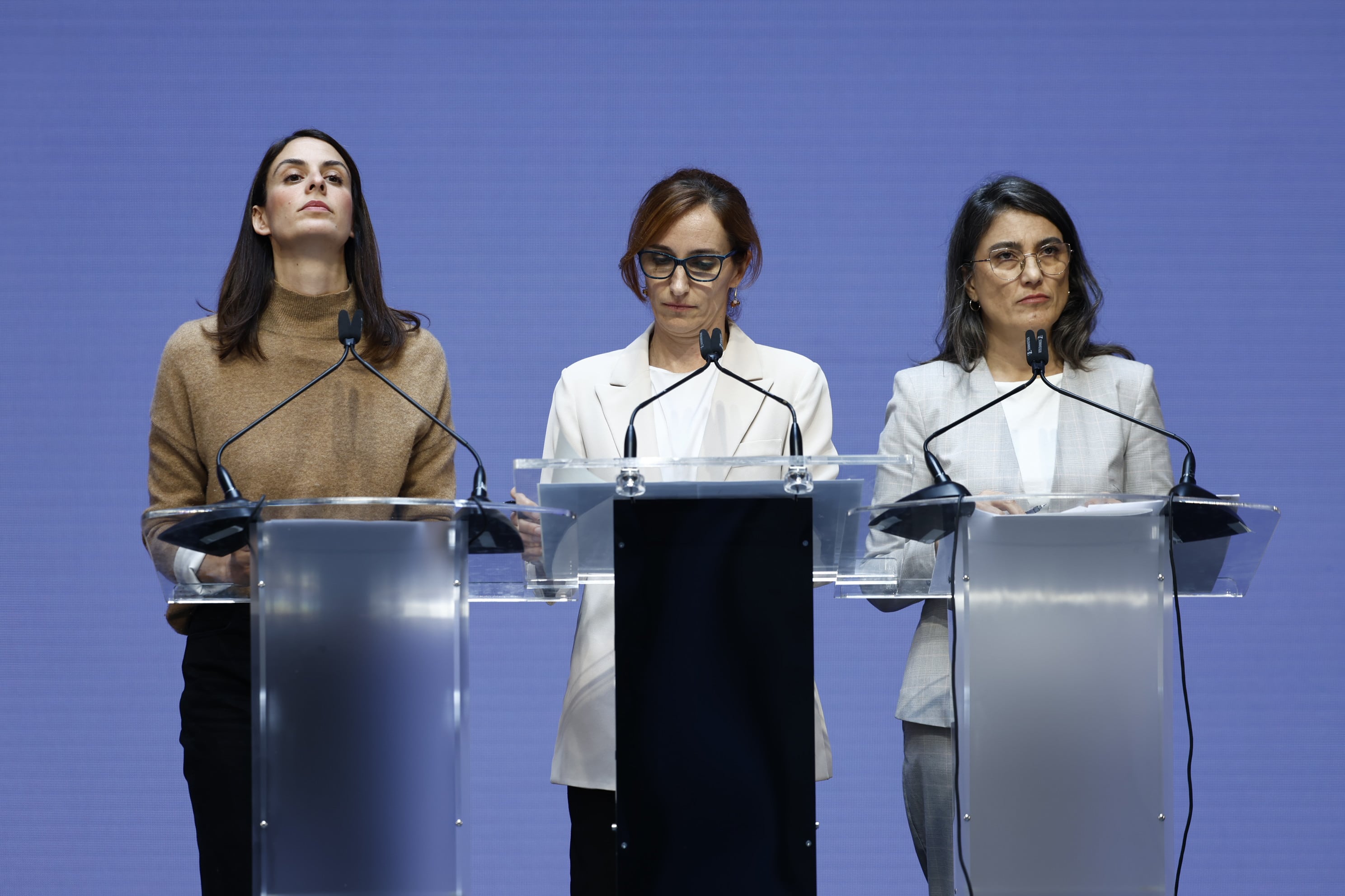 Las coportavoces de Más Madrid Rita Maestre, Mónica García y Manuela Bergerot, en una rueda de prensa en octubre para hablar del 'caso Errejón'.