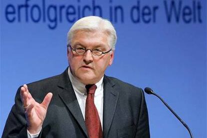 Frank-Walter Steinmeier, en una conferencia ante pequeños empresarios pronunciada el pasado martes en Berlín.