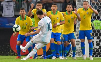 Messi, durante el partido contra Brasil.