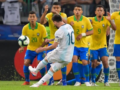 Messi, durante el partido contra Brasil.