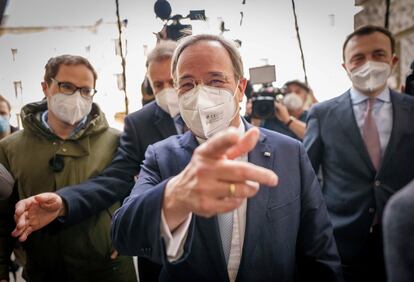 El líder de la CDU, Armin Laschet, en su llegada este martes al Bundestag.