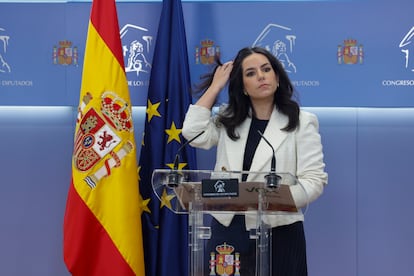 MADRID, 23/11/2023.- La portavoz de Vox en el Congreso, Pepa Millán, durante la rueda de prensa ofrecida en el marco de la reunión de la Mesa del Congreso, este jueves en el Congreso de los Diputados. EFE/ J.J. Guillén
