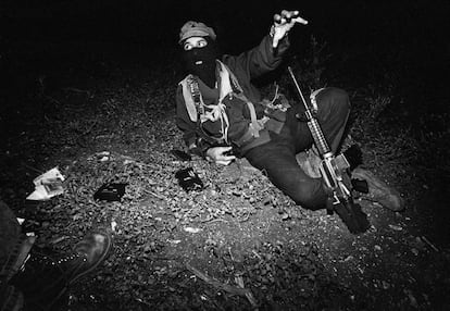 Subcomandante Marcos, on March 9, 1998 in the Zapatista community of Realidad.