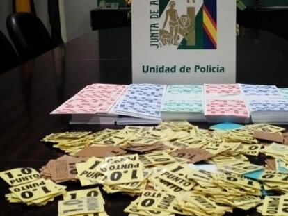 Boletos ilegales incautados por la polic&iacute;a en la provincia de C&aacute;diz.