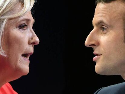 Marine Le Pen y Emmanuel Macron