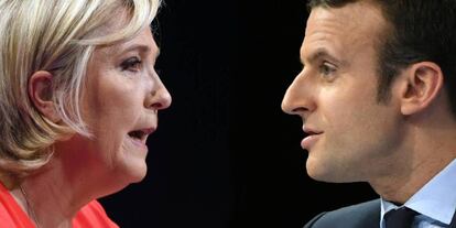 Marine Le Pen y Emmanuel Macron