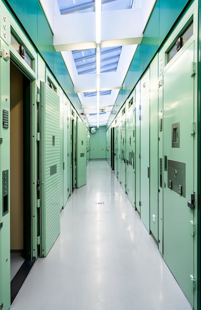 Cells at the Charlois Police Station, in Rotterdam.