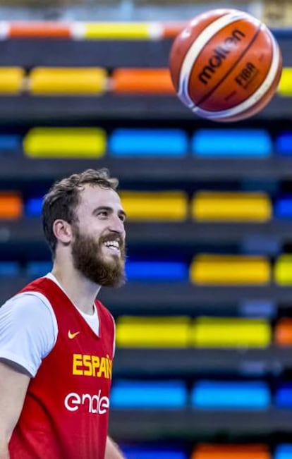 Sergio Rodríguez, en el entrenamiento de la selección española el martes en Guadalajara.