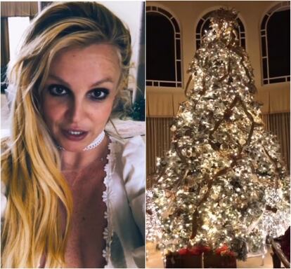 Britney Spears mostró orgullosa su inmenso árbol en un vídeo que subió a Instagram con la versión de la canción navideña 'Santa Claus is coming to town' (Santa Claus viene a la ciudad, en inglés) de Michael Bublé.
