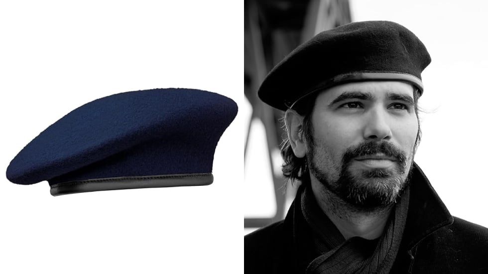 Boina masculina de lana con estilo militar.