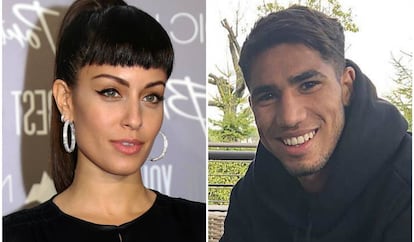 La actriz Hiba Abouk y el futbolista Achraf Hakimi.