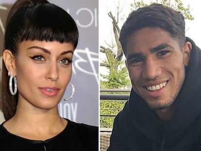 La actriz Hiba Abouk y el futbolista Achraf Hakimi.