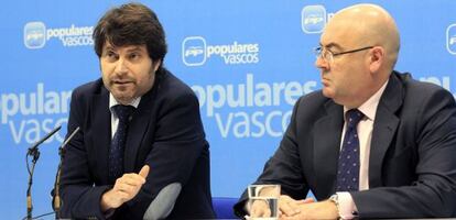 El secretario general del PP de Bizkaia y el responsable de Infraestructuras Jesus Isasi.