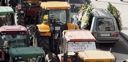 Manifestaci&oacute;n en Galicia contra los bajos precios de la leche esta semana.