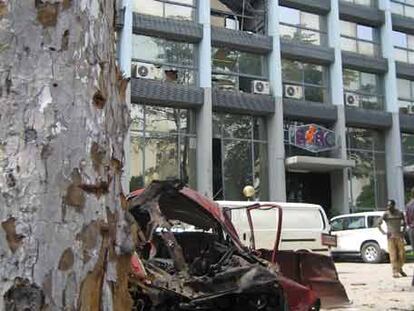 Embajada española en Kinshasa, alcanzada en marzo de 2007 por un proyectil.