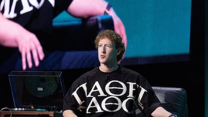 Mark Zuckerberg, director ejecutivo de Meta, en la grabación de un podcast de tecnología, en San Francisco, California, EE UU, el 10 de septiembre.