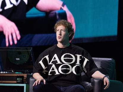 Mark Zuckerberg, director ejecutivo de Meta, en la grabación de un podcast de tecnología, en San Francisco, California, EE UU, el 10 de septiembre.