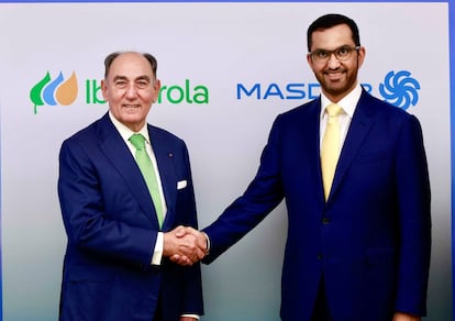 Ignacio Galán, presidente de Iberdrola, y el sultán Al Jaber, presidente de Masdar.