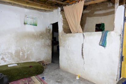 Interior of the Aitzagut family home. Due to the state of the house, the family has been forced to sleep outside. 