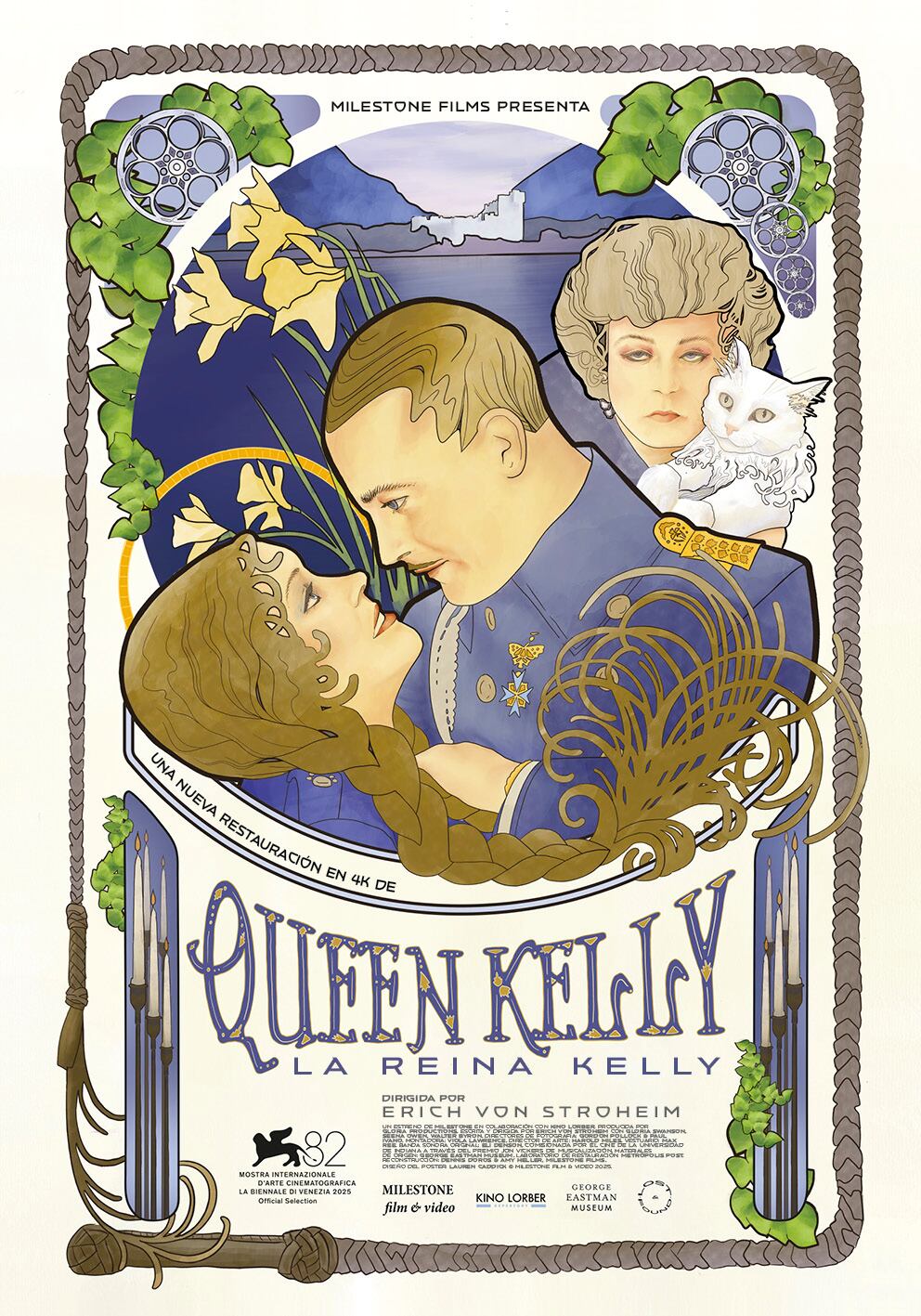 Cartel en español de la restauración de ‘La reina Kellly’.