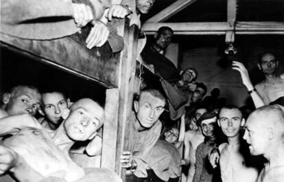 Supervivientes del campo de concentraci&oacute;n de Mauthausen, en Austria. 