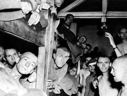 Supervivientes del campo de concentraci&oacute;n de Mauthausen, en Austria. 