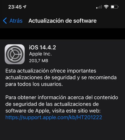 Actualización de urgencia de iOS 14.4.2.