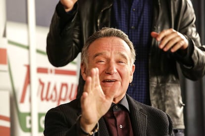 Robin Williams, fotografiat el 2013 en un rodatge, és el gran estendard de l'actor que fa riure milions de persones però ha de lluitar amb la tristesa. Es va treure la vida el 2014.