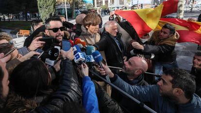 El humorista Dani Mateo a su salida de los Juzgados de Plaza de Castilla.